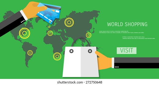 Vector online shopping concept illustration. Web shop. Internet store. E-commerce and internet banking.