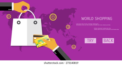 Vector online shopping concept illustration. Web shop. Internet store. E-commerce and internet banking.