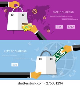 Vector online shopping concept illustration. Web shop. Internet store. E-commerce and internet banking.