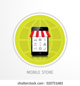 Vector online shopping concept illustration. Web shop. Internet store. E-commerce and internet banking.