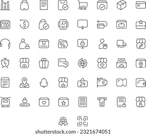 Vector of Online Shopping Icon Set Thin. Perfect for user interface, new application.