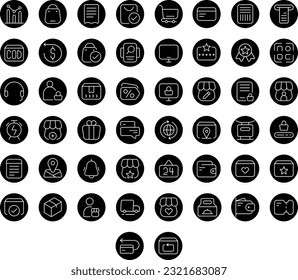 Vector del icono de compra en línea Set Thin Round. Perfecto para la interfaz de usuario, nueva aplicación.