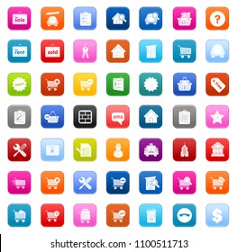 vector online shopping icons set - e-commerce sale sign symbols, sale buy shop symbol - web market store sign