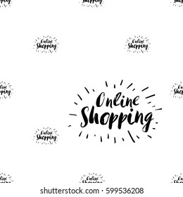Vector online shopping label seamless pattern. E-commerce concept background. Online shopping collection. 