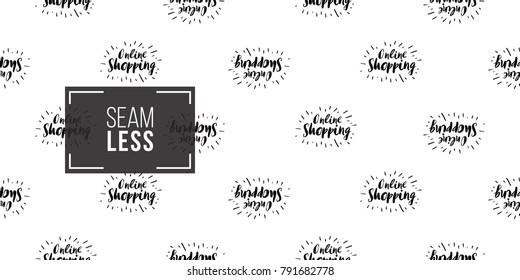Vector online shopping label seamless pattern. E-commerce concept background. Shop online collection. 