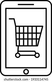 Vector Online Shopping Outline Icon Design
