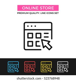 Vector online store icon. Internet shopping, order online. Premium quality graphic design. Modern signs, outline symbols, simple thin line icons set for websites, web design, mobile app, infographics