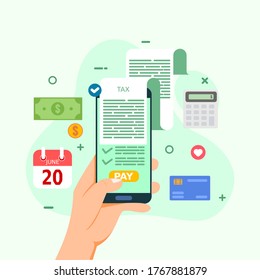 Vector de plantilla de diseño de pago de impuestos en línea