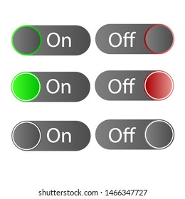 Vector On/Off slider web buttons set.