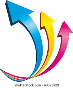 Vector Onwards & Upwards Arrows - 3D Glossy Icon