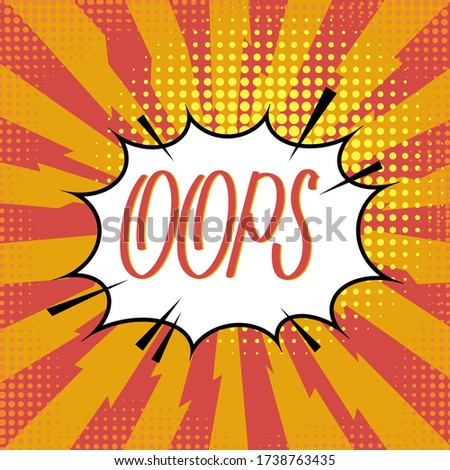 Vector Oops Lettering. Comics Book Background. Colorful Halftone Pattern. Cartoon Speech Bubble. Dotted Texture.