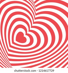 Vector op art heart background. Optical illusion. Vector op art background.