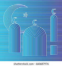 Vector op art mosque silhouettes. Optical illusion abstract illustration.