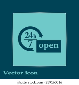 Vector open 24 hours, no days off icon