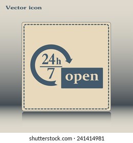 Vector open 24 hours, no days off icon
