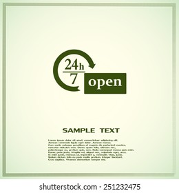 Vector open 24 hours, no days off icon