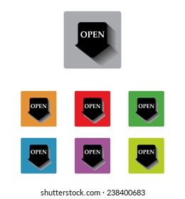 vector open arrow tag sign icon