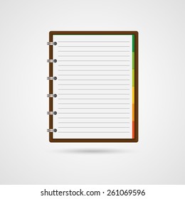 Vector open blank notebook and reminder note.