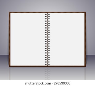 Vector open blank notebook and reminder note.