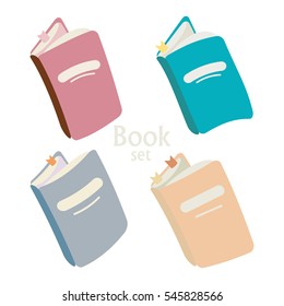 Vector open book with colorful bookmarks