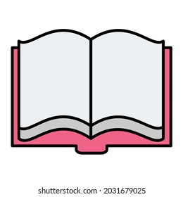 Vector Open Book Filled Outline Icon Design
