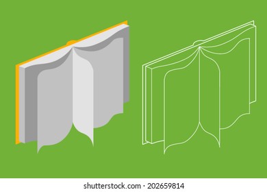 Vector open book. Flat and outlined version