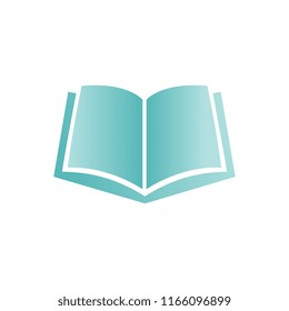 Vector open book with green cover top view icon. Paper symbol of education, library literature and wisdom. School, college or university studying equipment isolated illustration.