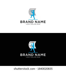 Vector open book and man logo. Education concept