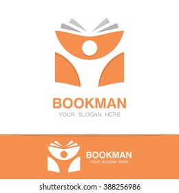 Vector open book and man logo. Education  concept