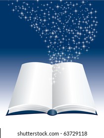 vector open book with stars inside