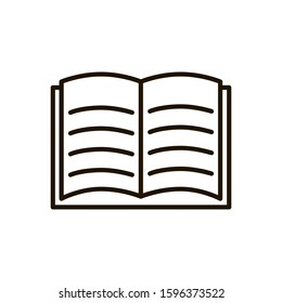 Vector open book with text illustration. Line icon