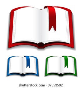 Vector open books with bookmark