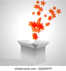 Vector open box and stars explosion