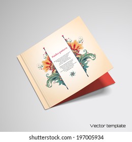 Vector open card which lies. Beautiful floral  pattern in vintage oriental style. Place for your text.