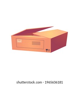 Vector open cardboard box in flat style, isolated on blank background, part 2