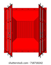 Vector Of Open Cargo Container Isolated On White Background. Vector Rendering Of 3d