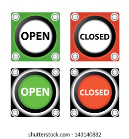 Vector. Open and Closed business signs.