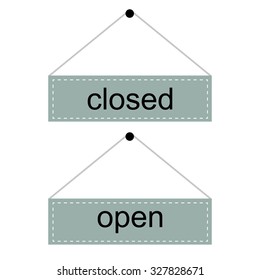 Vector Open and Closed door sign isolated on white background