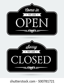vector open and closed signs 