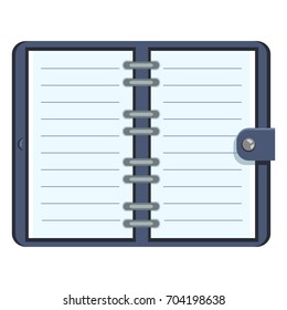Vector Open Dark Blue Organizer with Blank Lined Pages