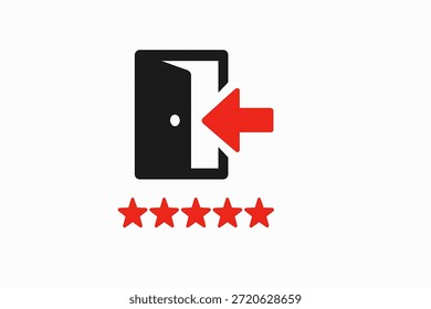 Vector de puerta abierta con flecha hacia adentro y campo de entrada de Contraseña. Símbolo de registro de Cuenta de usuario. Icono del Web electrónico