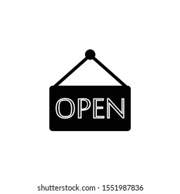 Vector open door sign icon. Black icon. Modern flat design vector illustration, quality concept for web banners, web and mobile applications, infographics. Vector icon isolated on gradient background