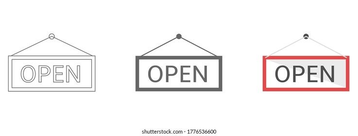 Iconos de la señal de la puerta abierta del vector. Ilustración vectorial de diseño plano moderno, concepto de calidad para banners web, aplicaciones web y móviles, infografías