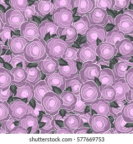 Vector open flowers and buds seamless pattern in neutral colors. A vintage style watercolor drawing of a branch of neutral roses.