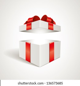 Vector Open Gift Box Illustration. Elements Are Layered Separately In Vector File.
