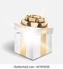 Vector open gift box with shiny light