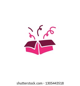 Vector open gift box with surprise ribbon isolated on white background for present ilustration. Vector illustration EPS.8 EPS.10