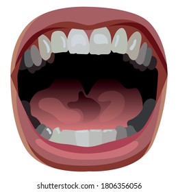 Vector open girl's lips in graphic style
