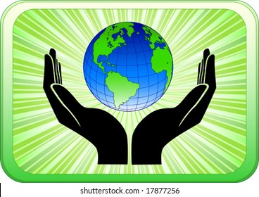 Vector Of Open Hands Holding Earth