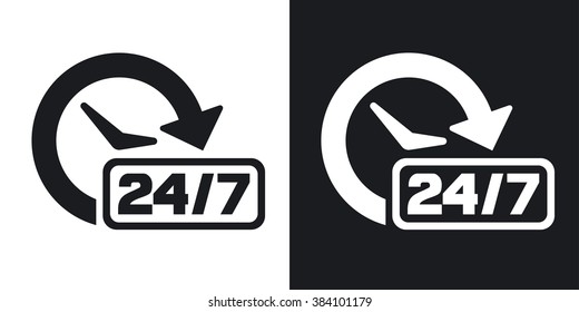 Vector open hours and days icon. Two-tone version on black and white background